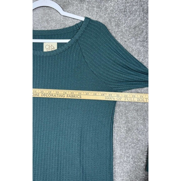 Chasor Long Sleeve Waffle Knit Pullover Top Shirt Womens Size Large Teal Green - Picture 9 of 9